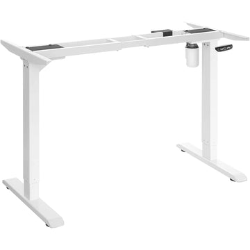 Bureauframe met motor, verstelbaar, zonder tafelblad, wit staal, 115-147 x 60 x 71-112 cm