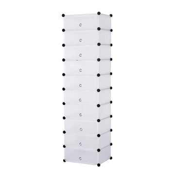 DIY Schoenenkast met Deur 10 Vakken | Wit | 48x36x173 cm