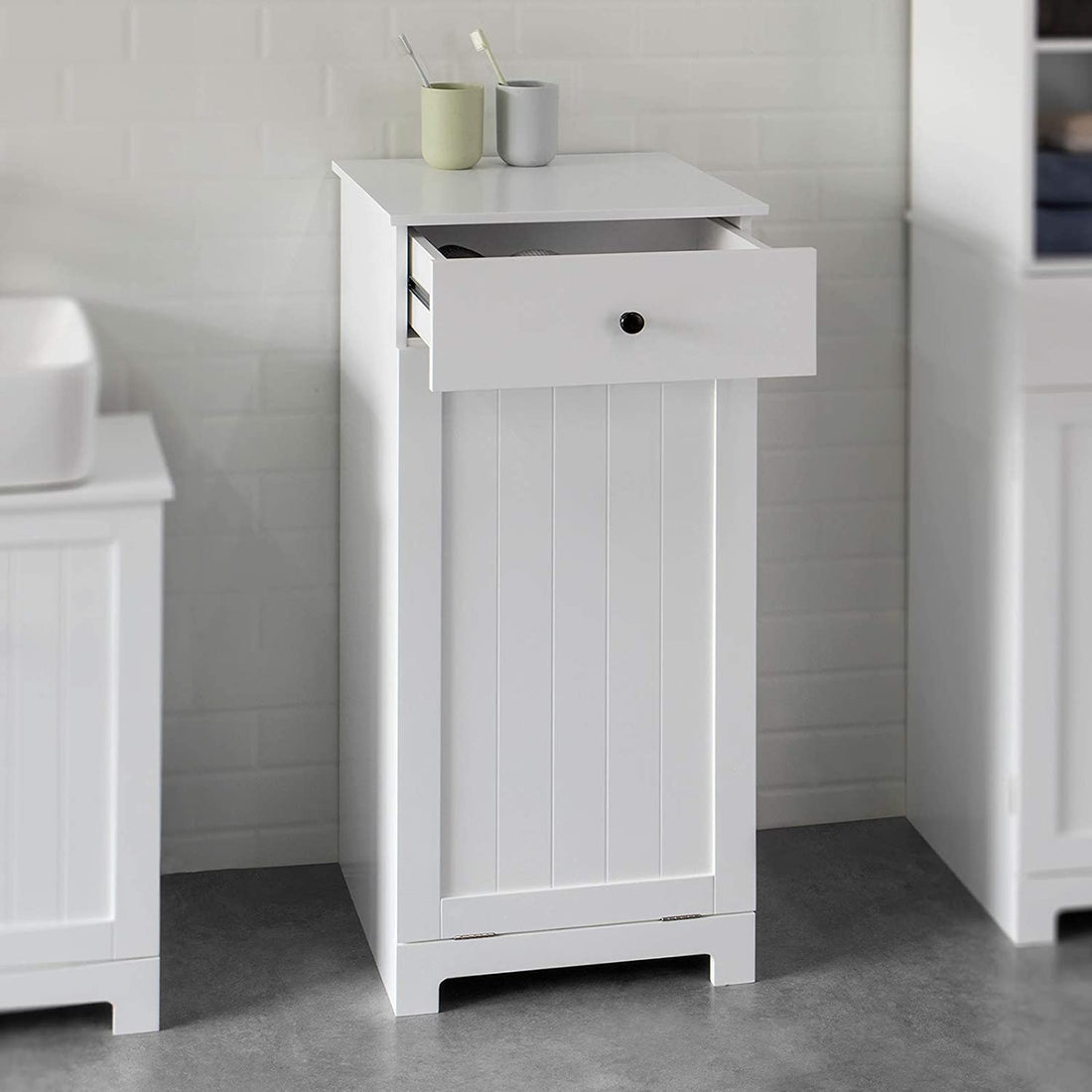 Badkamer Wasmand - Waskast - Badkamer Opbergkast met Lade
