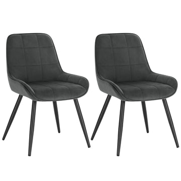 Set van 2 eetkamerstoelen fluweel donkergrijs | Donkergrijs | 38x43x81,5 cm