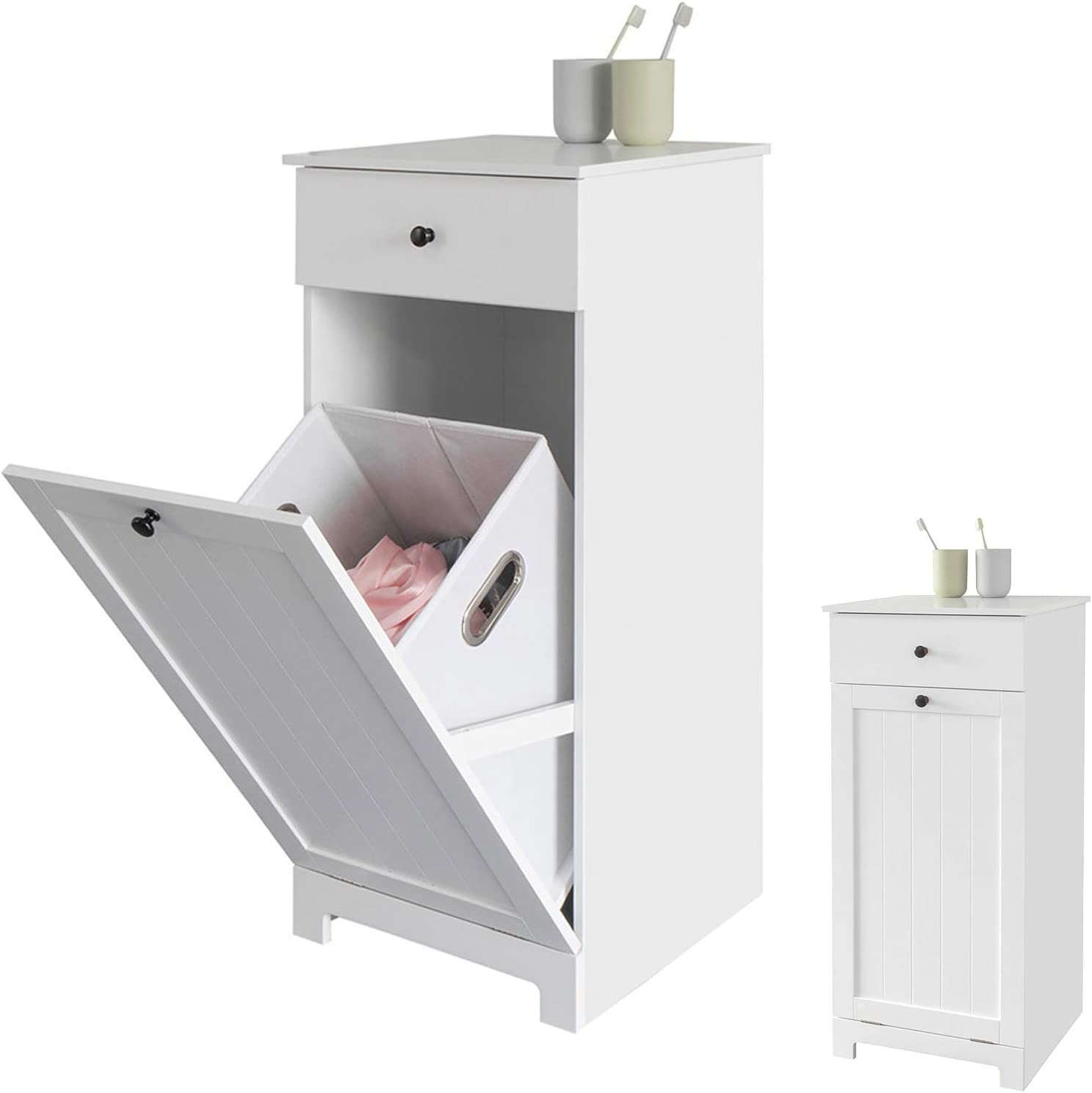 Badkamer Wasmand - Waskast - Badkamer Opbergkast met Lade