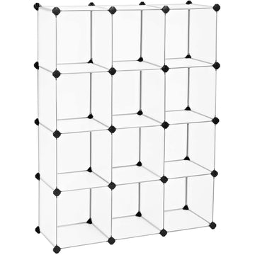 Opbergrek met vakken - kunststof - verstelbaar - wit - 93 x 31 x 123 cm