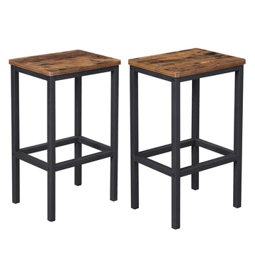 Barstoelen set van 2 - industriële barkrukken met voetensteun - donkerbruin - 40 x 30 x 65 cm