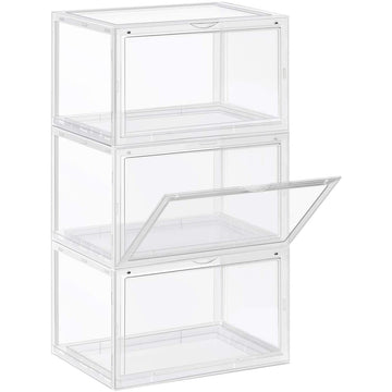 Schoenenboxen set van 3, stapelbaar, maat 46, 36 x 28 x 22 cm