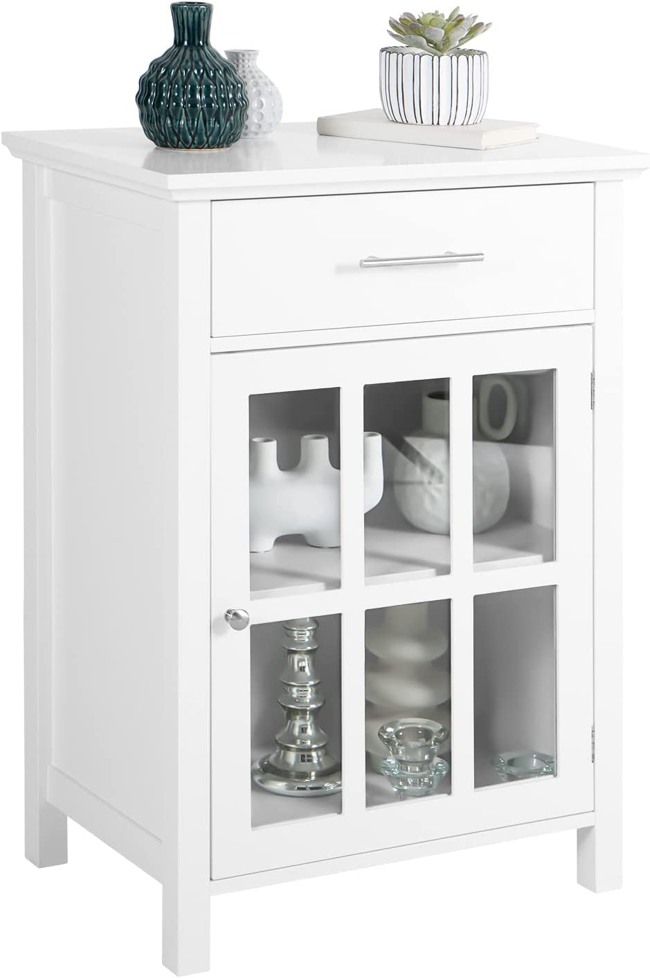 Dressoir met 1 lade en 1 glazen deur - Opbergkast - B60 × D40 × H86cm