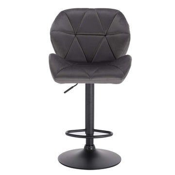 Barhocker met rugleuning, verstelbaar en draaibaar, set van 2 | Donkergrijs | 50x40x94-116 cm