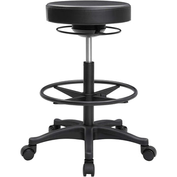 Draaibare kruk op wielen – voetensteun – stoel – Ø 38,5 cm – zwart