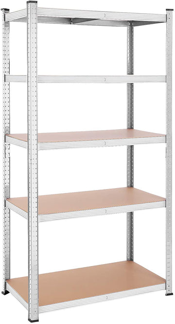 Metalen opbergrek - 5 verstelbare legplanken - wit - 200 x 100 x 50 cm