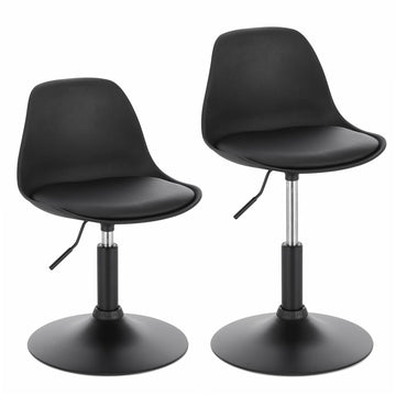 Set van 2 verstelbare barkrukken met rugleuning | Zwart | 41x39x61-73 cm