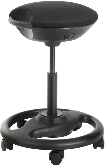 Werkkruk op wielen, ergonomisch, kantelbaar, verstelbaar, zwart, stof, 50 x 50 x 55-73 cm