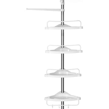 Doucherek - Badkamerrek - Hoek - Verstelbaar 95-300 cm - RVS - 4 niveaus - 3 haken