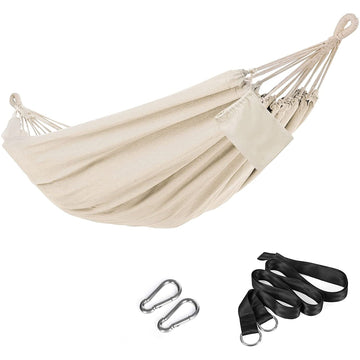 Hangmat voor 2 personen met draagtas en bevestigingsbanden, beige, 210 x 150 cm