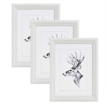5-delige set houten fotolijsten met echt glas 13x18 cm | Wit