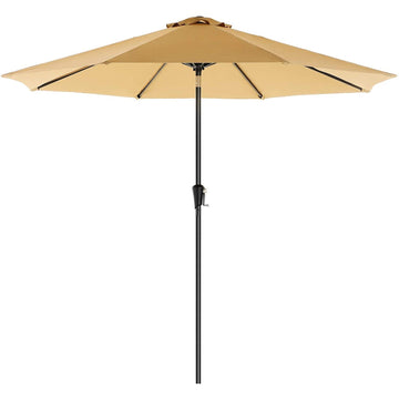 Parasol polyester opvouwbaar met slinger, zonder voet - taupe/donkerblauw/grijs - Ø 3 m