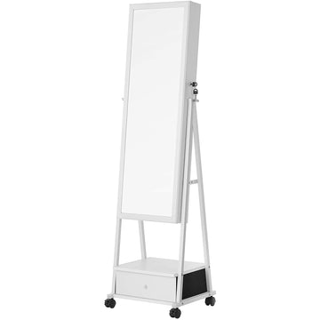 Sieradenspiegel - Spiegelkast op wielen - Wit MDF - 37 x 10 x 108,5 cm