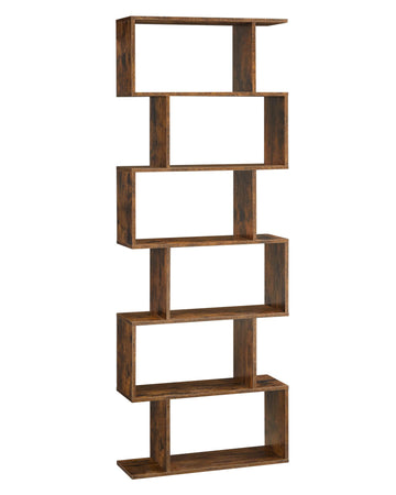 Boekenkast met 6 niveaus - opbergkast - roomdivider - vintage bruin