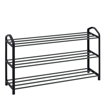 Schoenenrek met 3 lagen voor 12 paar schoenen | Zwart | 79x19.5x45 cm