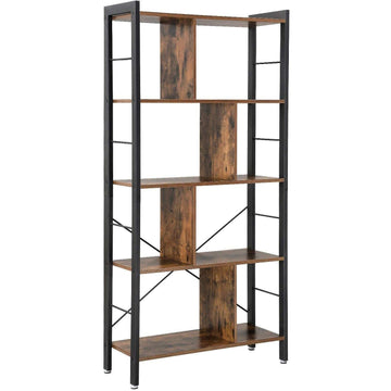 Industriële boekenkast - hout - ijzeren frame - 74 x 30 x 154,5 cm