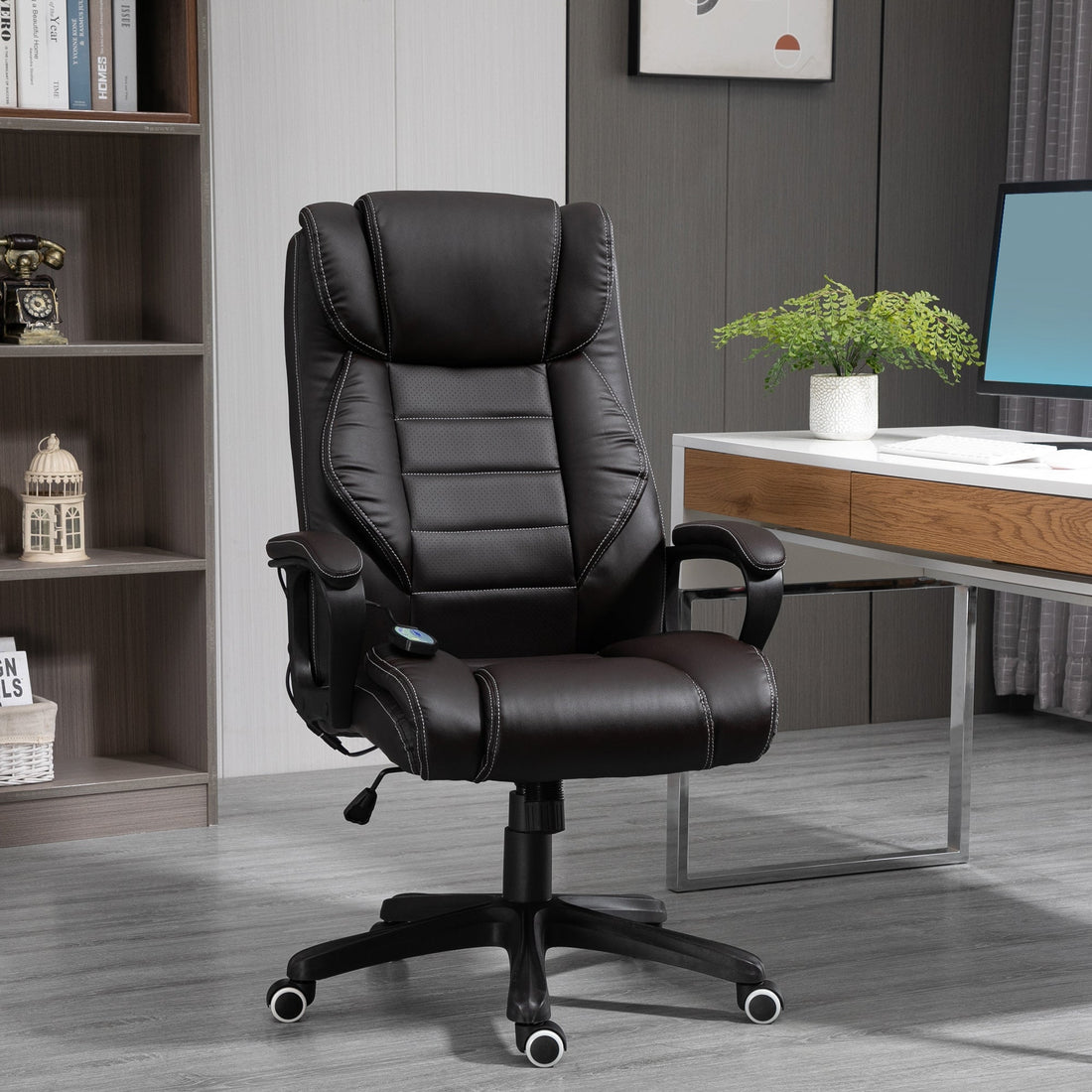 Directiestoel met massagefunctie - Bruin | Kleur: Bruin | Afmetingen: 64x74x112-120 cm