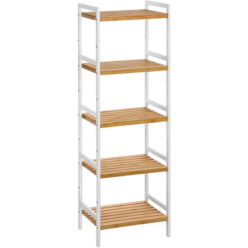 Bamboe opbergrek - keukenkast - wit/beige - 5 niveaus - 45 x 31,5 x 142 cm