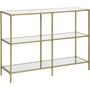 Sidetafel met 3 planken - glas/metaal - goud - 100 x 30 x 73 cm