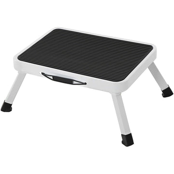 Opvouwbaar opstapkrukje, antislip, compact, TÜV SÜD, wit, 37,5 x 4 x 26,5 cm