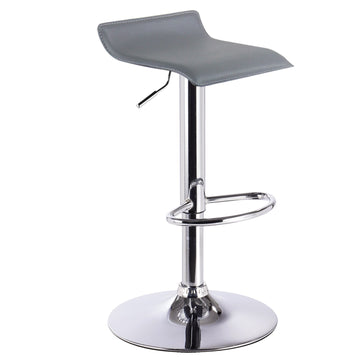 Verchroomde stalen barkruk met grijze kunstleren zitting | Grijs | 39x38,5x63-83 cm