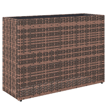 Rattan plantenbak met verstelbare poten | Kleur: Bruin | Afmetingen: 81x28x58 cm
