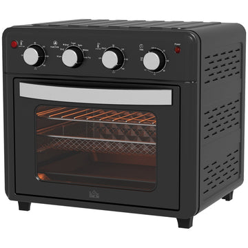 Mini oven 30L met grill, bakfunctie en timer | Kleur: Zwart | Afmetingen: 39x43x39 cm