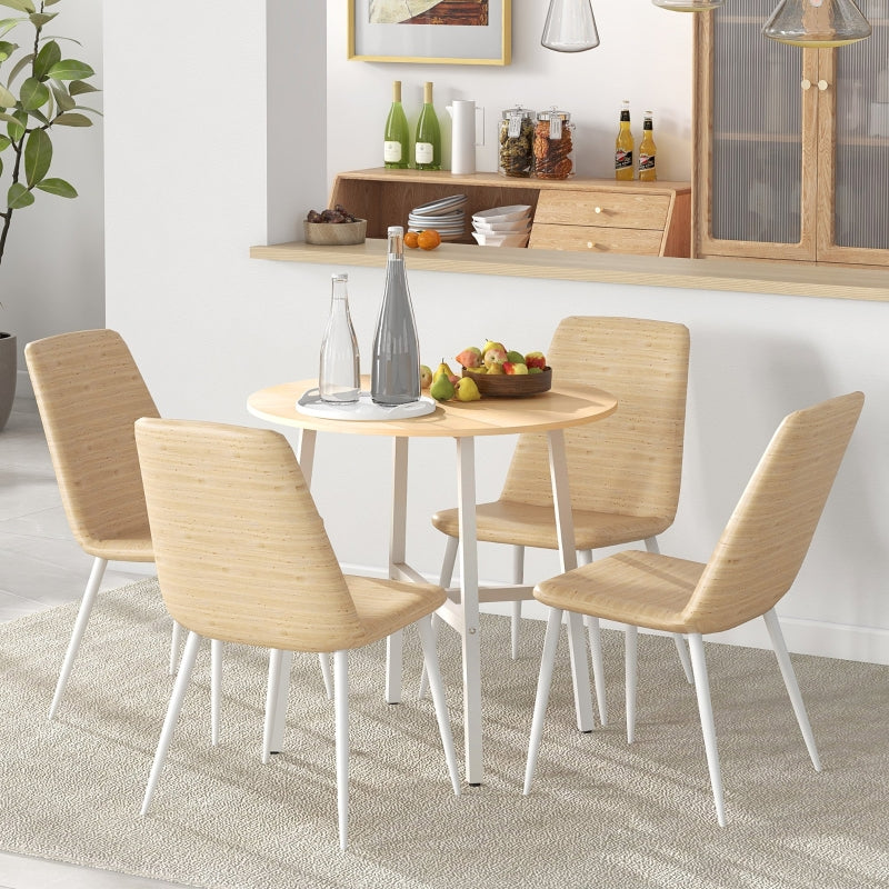 Industriële ronde eettafel | Kleur: Houtkleur, wit | Afmetingen: 80x80x76 cm