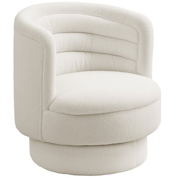 Draaifauteuil - Witte loungefauteuil met houten frame | Kleur: Wit | Afmetingen: 74x74x74 cm