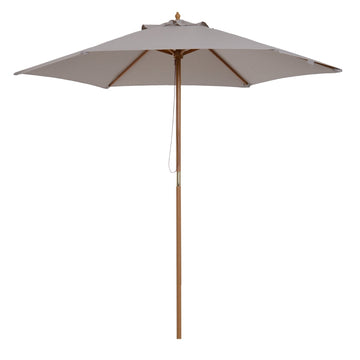 Houten parasol Ø2,5 m - Tuinparasol | Kleur: Grijs | Afmetingen: 250x250x245 cm