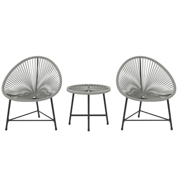 3-delige tuinmeubelset met 2 stoelen en tafel | Kleur: Grijs | Afmetingen: 68x72x81 cm