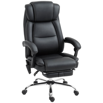 Bureaustoel met massage en voetensteun | Kleur: Zwart | Afmetingen: 67x72x111-119 cm
