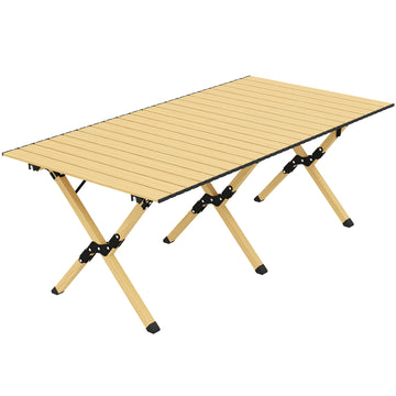 Opvouwbare aluminium campingtafel met houtlook | Kleur: Eiken | Afmetingen: 60x117x44 cm