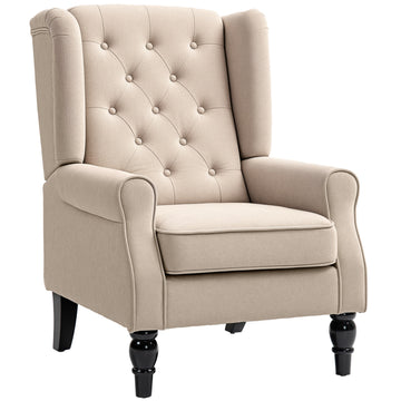 Beige oorfauteuil met dikke bekleding | Kleur: Beige | Afmetingen: 74x86x102 cm