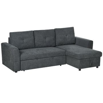 3-zits slaapbank met chaise longue | Kleur: Grijs | Afmetingen: 232x141x85 cm