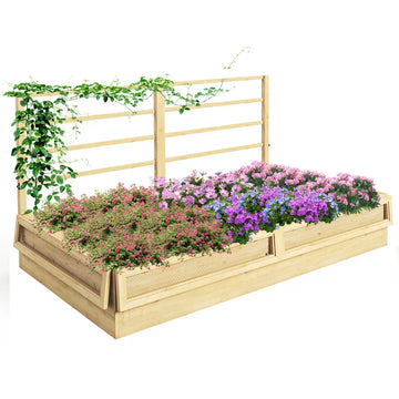 Plantenbak met trellis voor klimplanten | Kleur: Naturel | Afmetingen: 183x98.5x95 cm