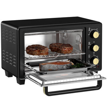 Mini-oven 16 l - Compacte elektrische oven | Kleur: Zilver, zwart | Afmetingen: 32x44x28.1 cm