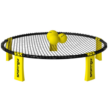 Roundnetset met speelnet, 3 ballen en draagtas | Kleur: Geel