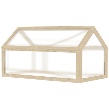 Houten mini-kas voor binnen en buiten | Kleur: Bruin, transparant | Afmetingen: 52x90x49,5 cm