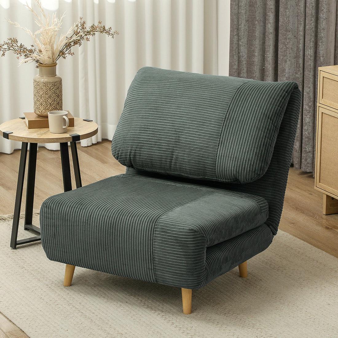 2-in-1 Schlafsofa mit verstellbarer Rückenlehne | Farbe: Grün | Abmessungen: 82x89x83 cm