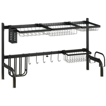 Afdruiprek boven gootsteen - Verstelbaar | Kleur: Zwart | Afmetingen: 93x30x52 cm