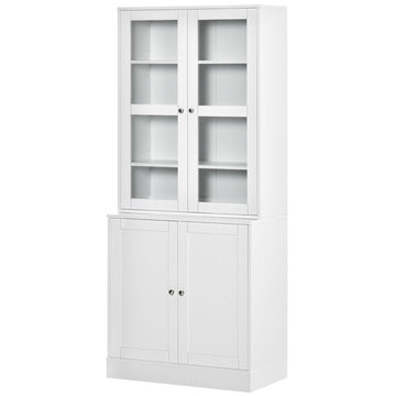 Boekenkast met deuren en verstelbare planken | Kleur: Wit | Afmetingen: 76x40x178.5 cm