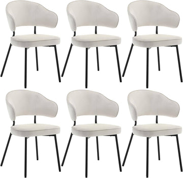 6 eetkamerstoelen met armleuningen | Zwart, donkergrijs, crème | 54x52x83,5 cm