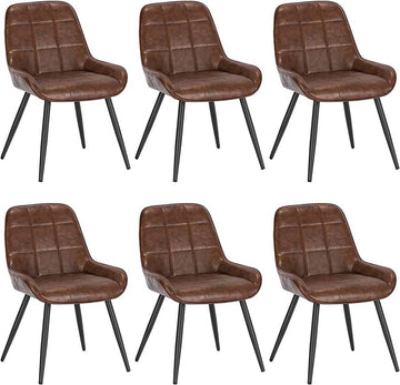 6-delige set eetkamerstoelen kunstleer | Bruin, donkerbruin, zwart | 38x43x81,5 cm