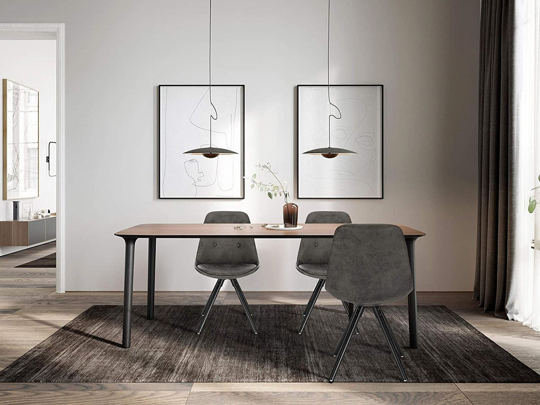 6 eetkamerstoelen, stof, houten onderstel | Anthraciet, donkerbruin, donkergrijs | 43x39x83 cm