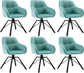 Draaibare eetkamerstoelen met armleuningen 6-delige set | Turquoise | 58,5x54,5x82,5 cm