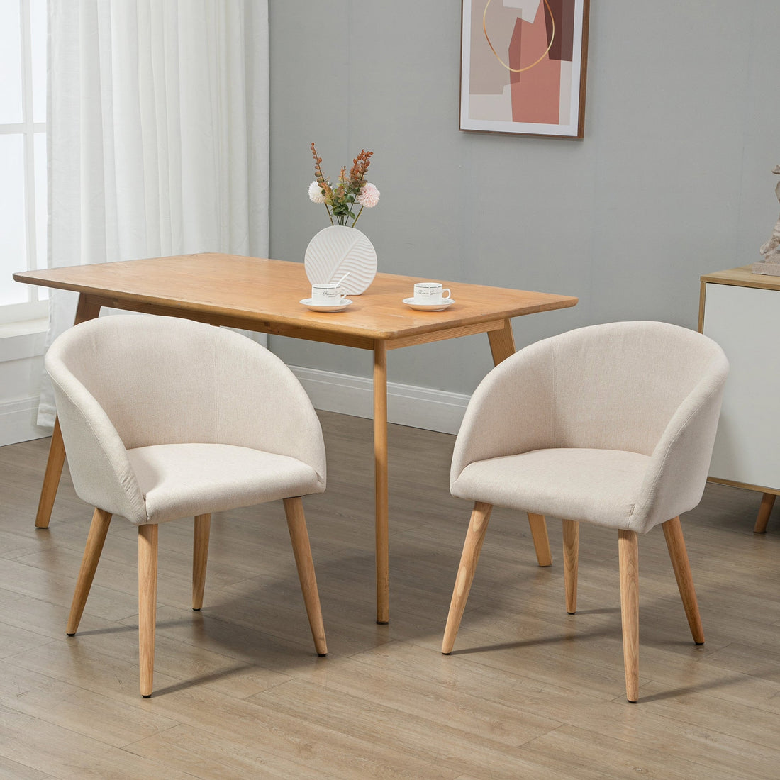 Set van 2 Scandinavische eetkamerstoelen | Kleur: Bruin | Afmetingen: 56x55x74 cm