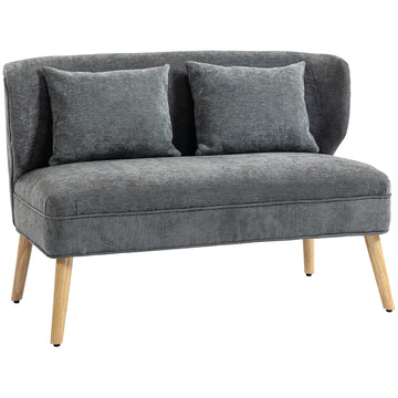 2-zitsbank van chenille met vleugelrug | Kleur: Grijs | Afmetingen: 117x65x78,5 cm